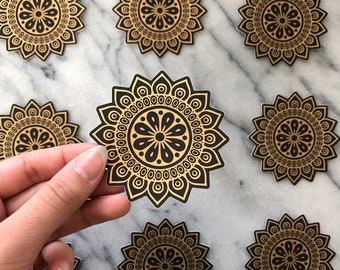 CLOSEOUT SALE - Metallic gold and black mandala sticker