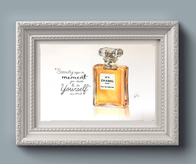Chanel N 5 Parfum Dessin Imprimé Avec Citation Wall Art Etsy