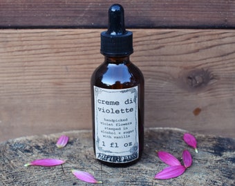 creme di violette | 2 oz herbal floral infusion made with foraged violet flowers | sweet cocktail bitters