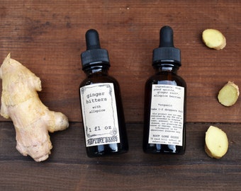 Ginger Bitters with Allspice | spicy cocktail bitters |  spicy tincture warm up | digestion circulation warming | herbal botanical extract