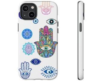 Capas resistentes para celular Hamsa e Evil Eye Lucky, IPhone, Samsung Galaxy, Google Pixel, resistente a impactos, capa de designer.