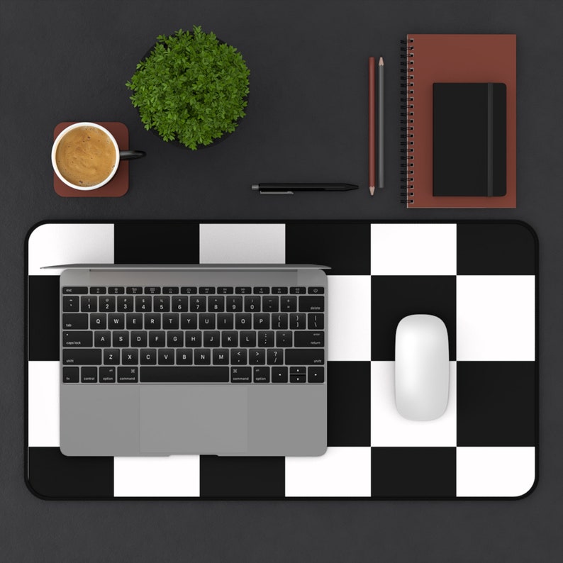 Checkerboard Desk Mat: Black and White Retro Office Decor - Etsy