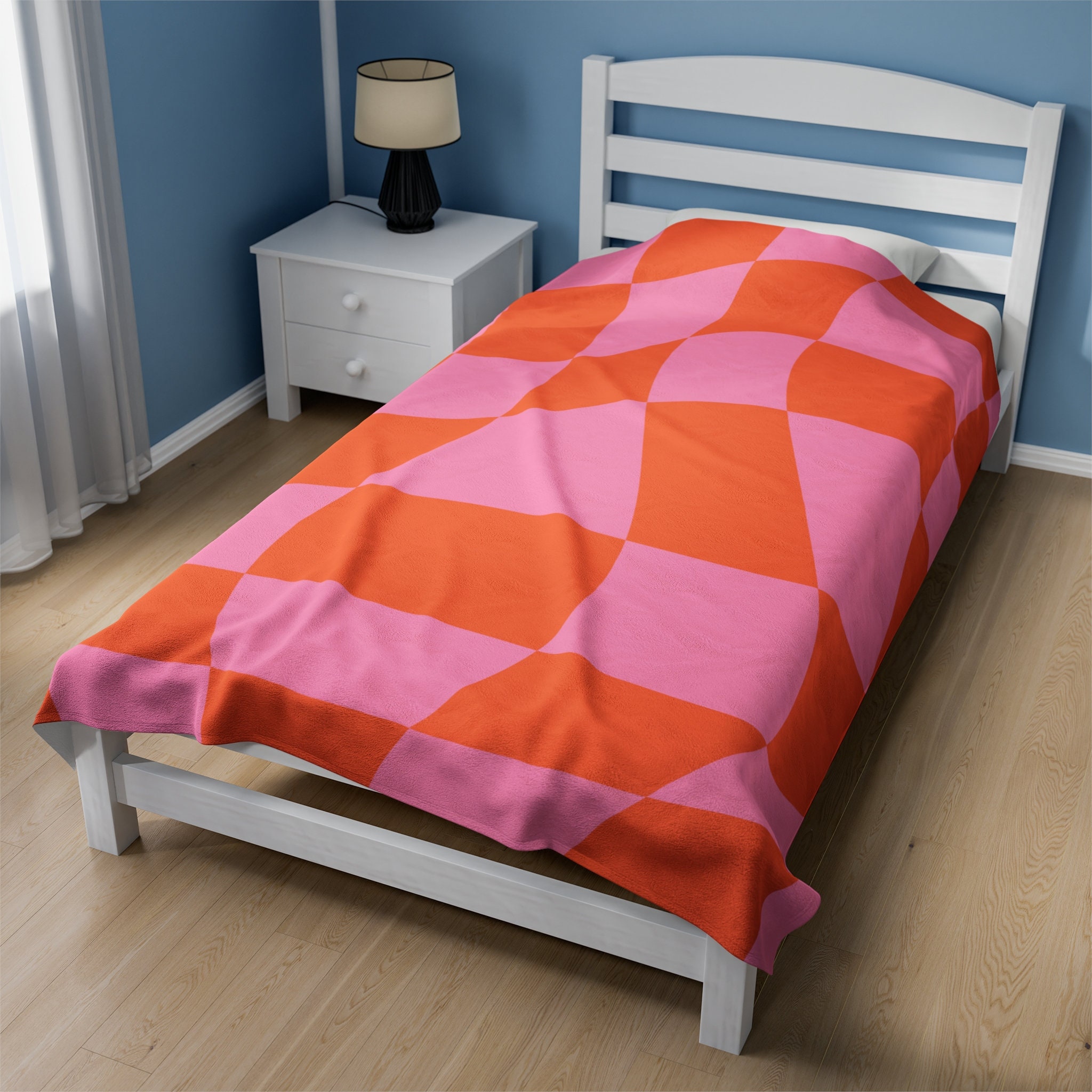 LLanCL Schachbrettdecke Aus Mikrofaser – Weich, Für Sofa & Bett, 130x160 Cm In Rosa