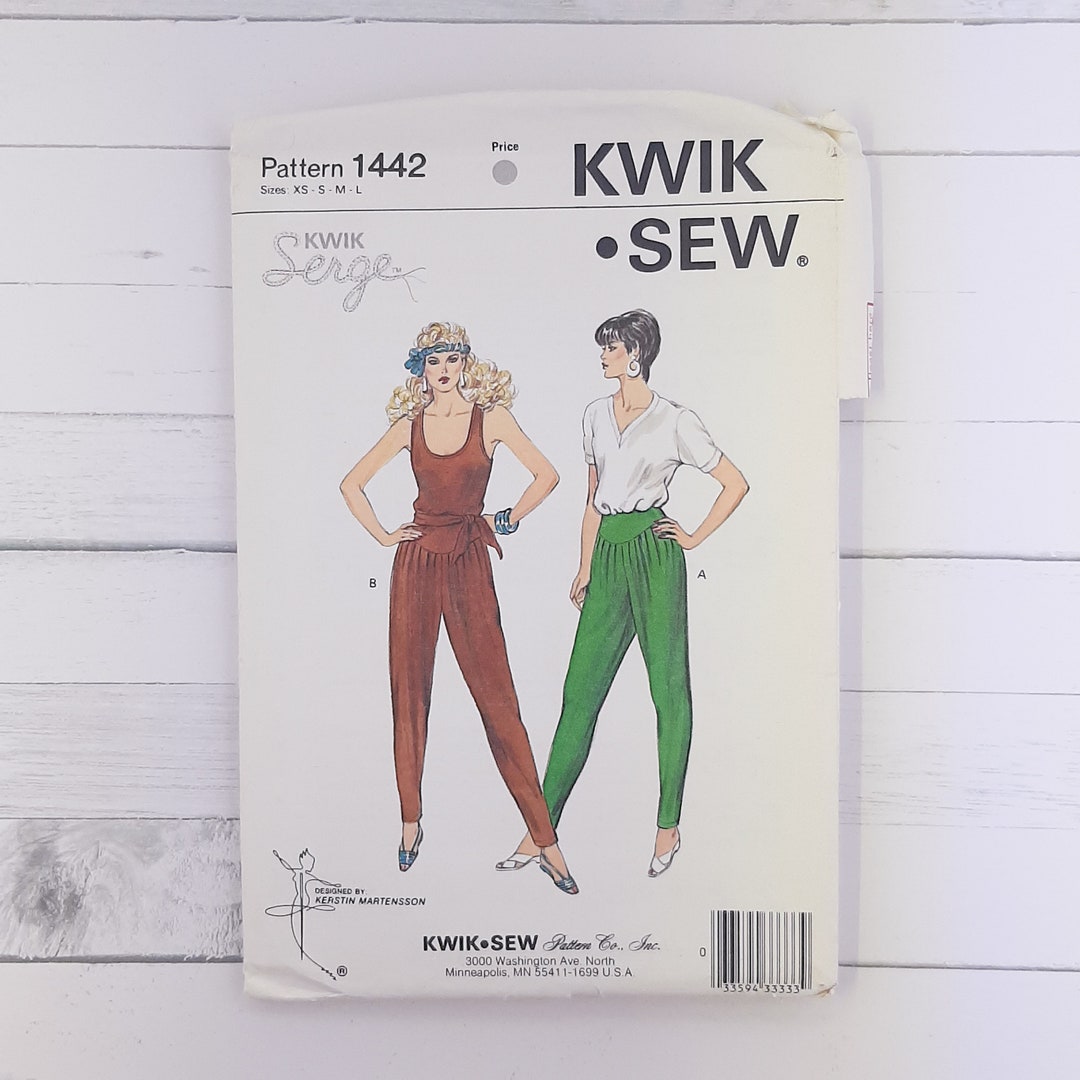 Vintage Kwik Sew 1442, Kwik Serge 1980s Loose Fitting Stretch Fabric ...