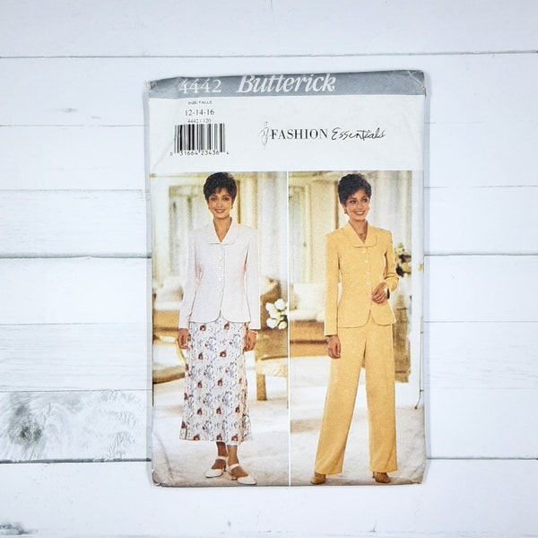 Vintage Butterick 4442 Fashion Essentials 1990s top, skirt and pants easy sewing pattern for beginners.