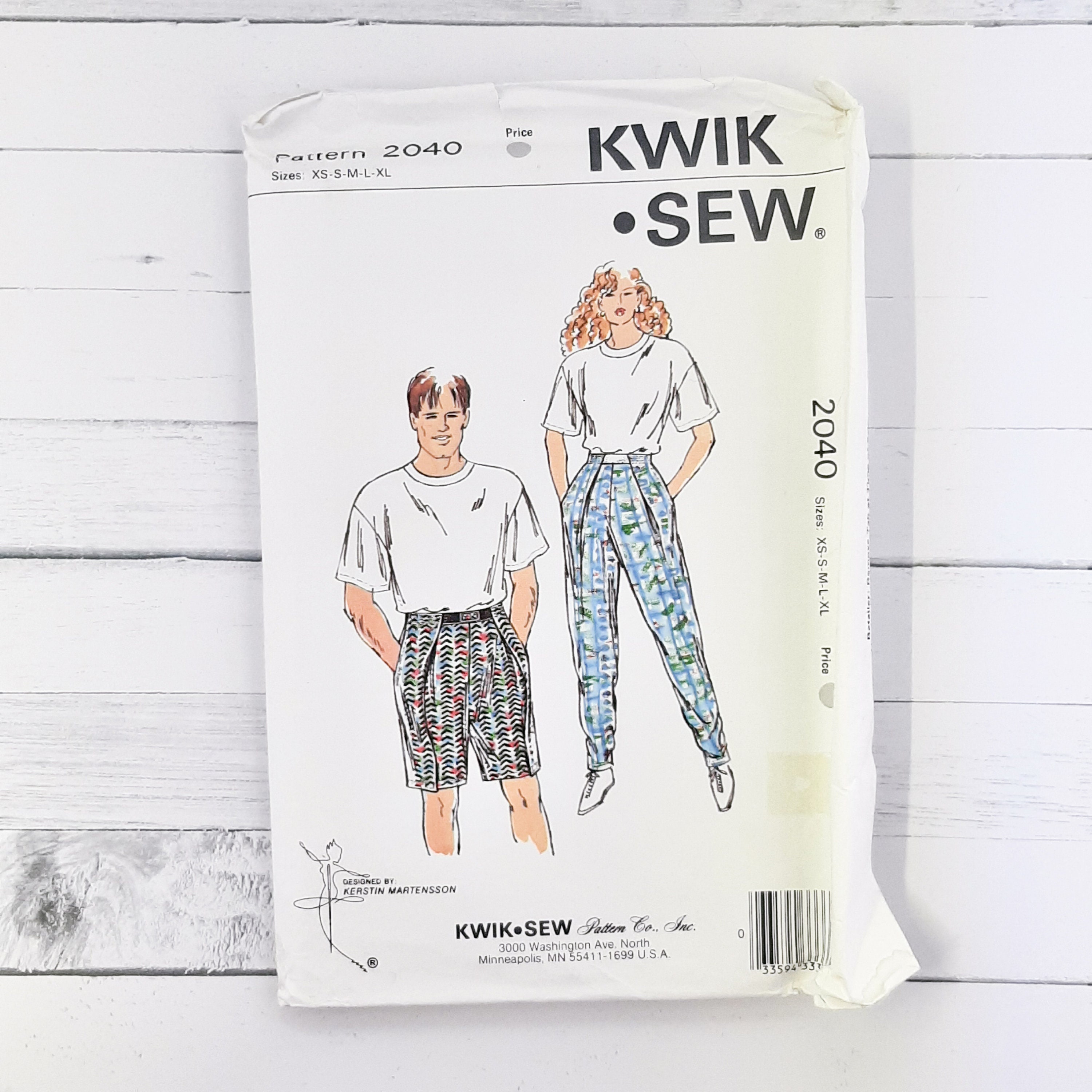 Vintage Kwik Sew 2040, 1980s Elastic Waist Pull on Pants and