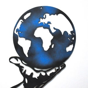 Decoración de pared de mapa del mundo de metal, hecha a mano