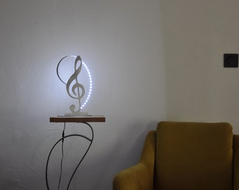 Lampe led clé de sol, lampe d'ambiance , fait mains, lampe à poser, décoration