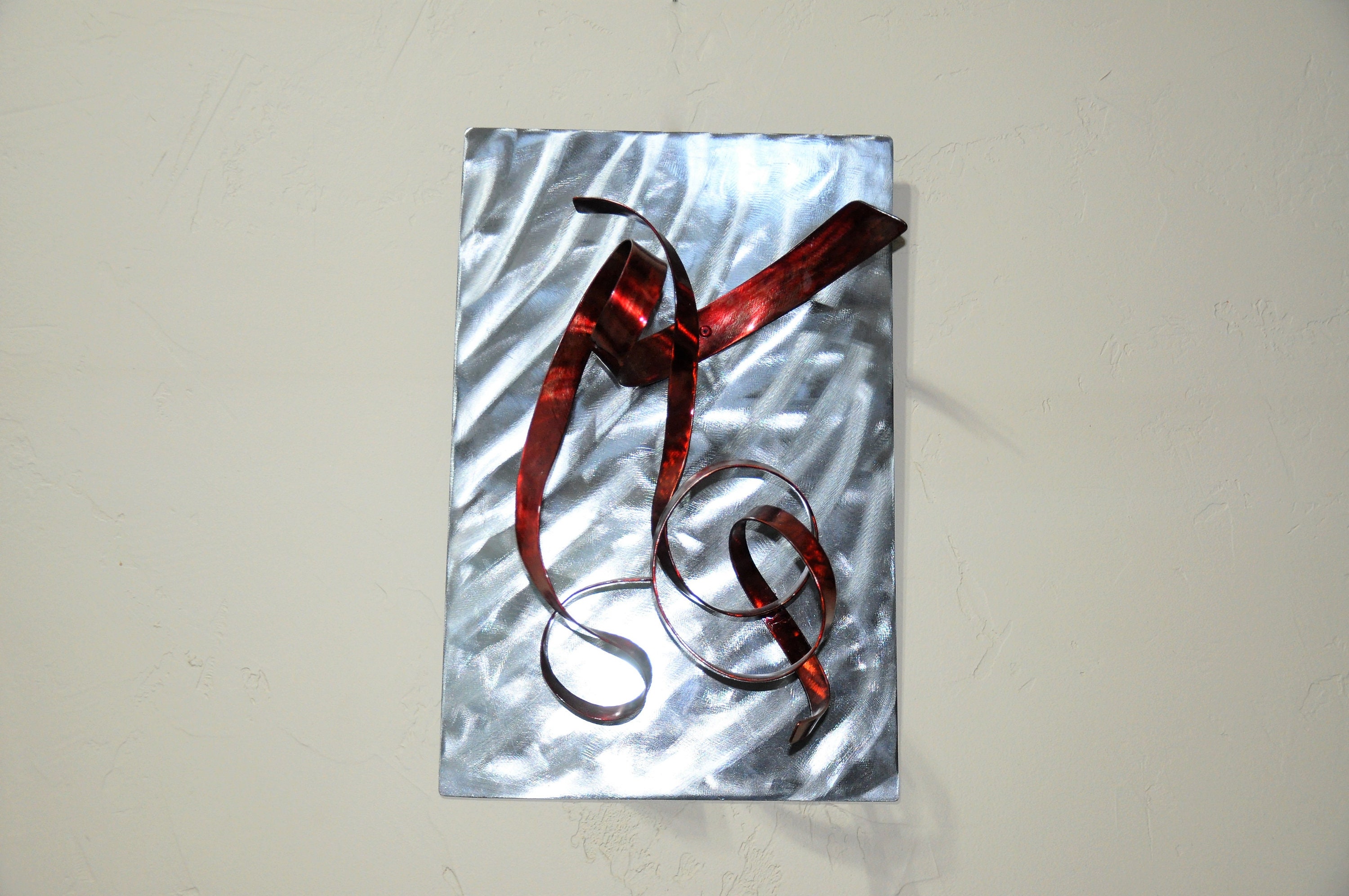 Art Métal - Art Abstrait Murale en Home Décor Sculpture Contemporaine Décoration Métal, Rouge