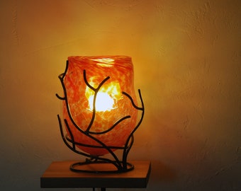 Blown glass and metal lamp, Mood lamp, table lamp, handmade