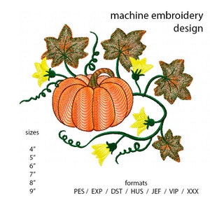 Autumn Harvest Pumpkin - Machine Embroidery Design - Digital Download- Embroidery files - Instant download - Digital