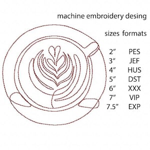 Coffee Cup and Saucer One Line Art - Machine Embroidery Design - Embroidery files - Instant Download - Digital