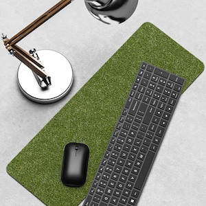 Alfombrilla de escritorio de fieltro verde jaspeado (venta final) – Protector de alfombrilla de ratón grande