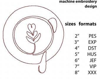 Machine Embroidery Design Cup of Coffee - Embroidery files - Instant Download - Digital