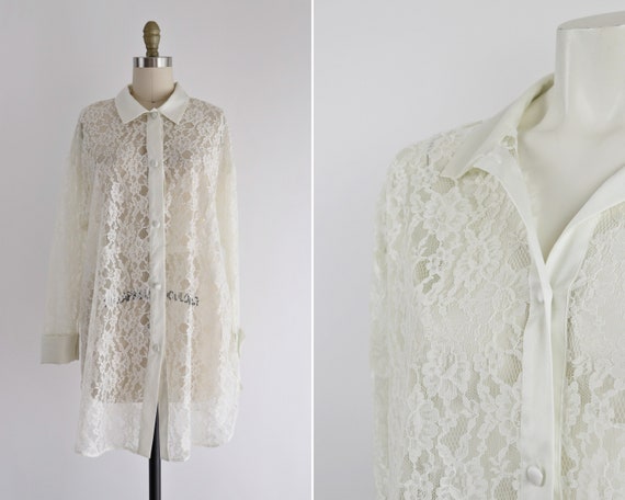 Vintage Victoria's Secret tunic, 80s/90s ivory lac