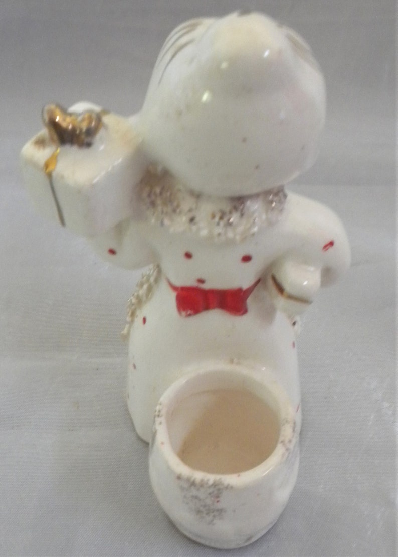 Vintage 1950 Santa Candleholder SALE- CHRISTMAS Commodore Milk for Santa Cup Mrs Collector Spaghetti trim Christmas Village