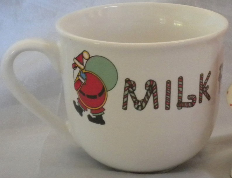 Vintage 1950 Santa Candleholder SALE- CHRISTMAS Commodore Milk for Santa Cup Mrs Collector Spaghetti trim Christmas Village