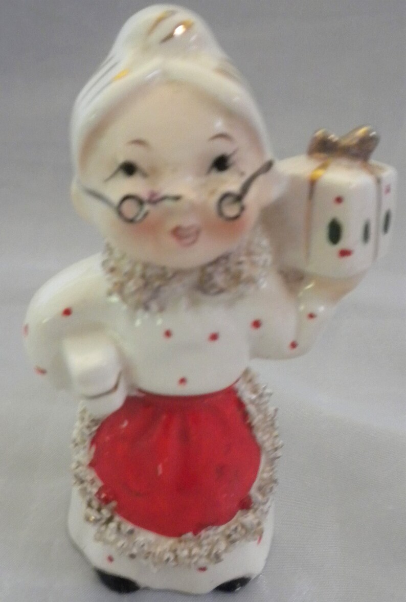 Vintage 1950 Santa Candleholder SALE- CHRISTMAS Commodore Milk for Santa Cup Mrs Collector Spaghetti trim Christmas Village