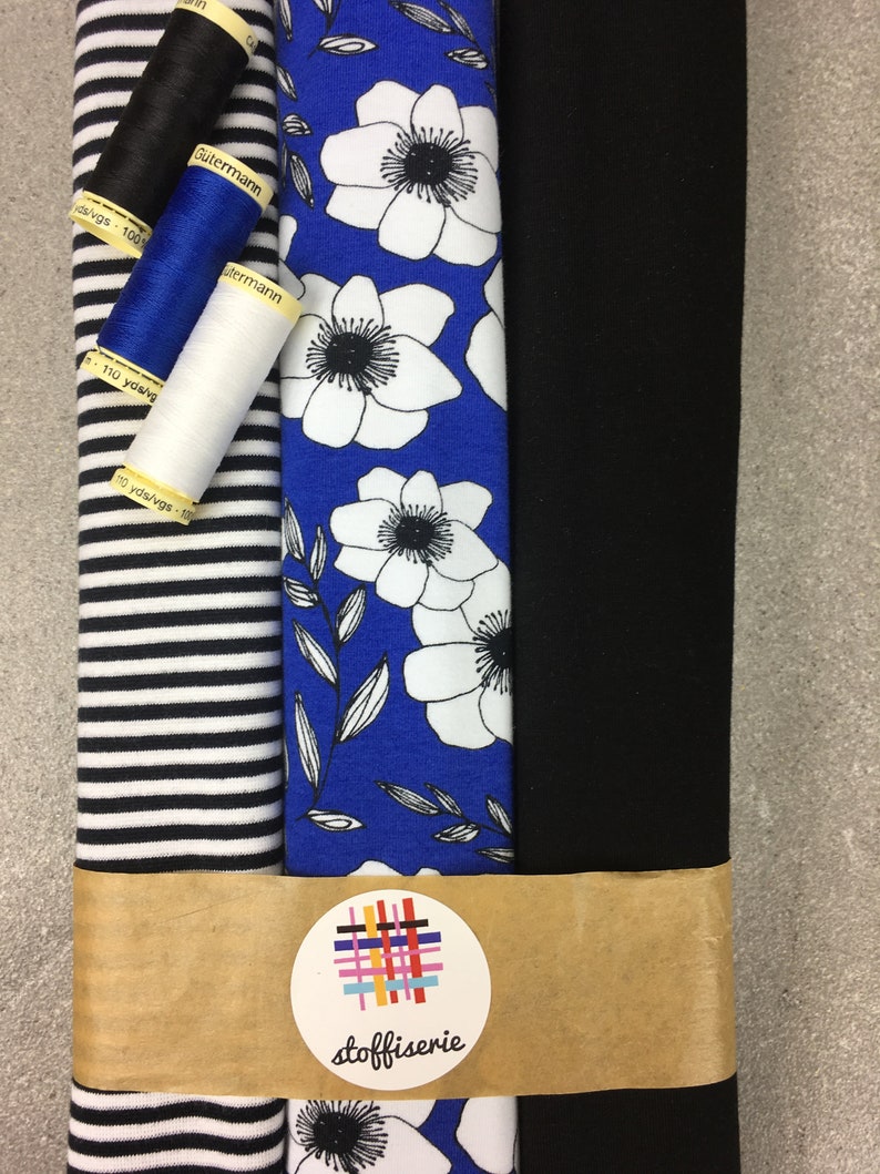 Stoffpaket Jersey Anemone Cobalt Blau Bild 1