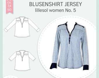 Papierschnittmuster Lillesol und Pelle women No.5 Blusenshirt Jersey mit Video-Nähanleitung
