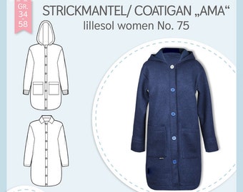 Paper pattern lillesol women No.75 knit coat / coatigan "Ama"