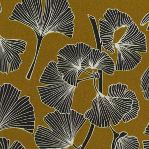 Viscose "Pauline" Ginkgo Leaves Oker
