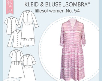 Papierschnittmuster Lillesol und Pelle women No.54 Kleid und Bluse Sombra mit Video-Nähanleitung