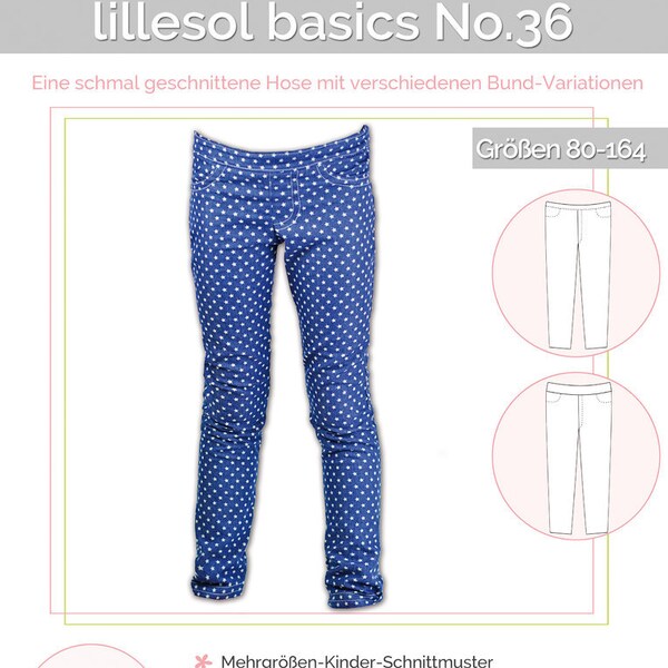 Papierschnittmuster Lillesol und Pelle Kinder No.36 Treggings mit Video-Nähanleitung