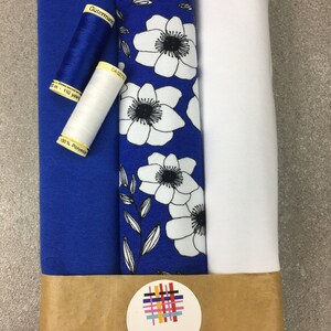 Stoffpaket Jersey Anemone Cobalt Blau Bild 3