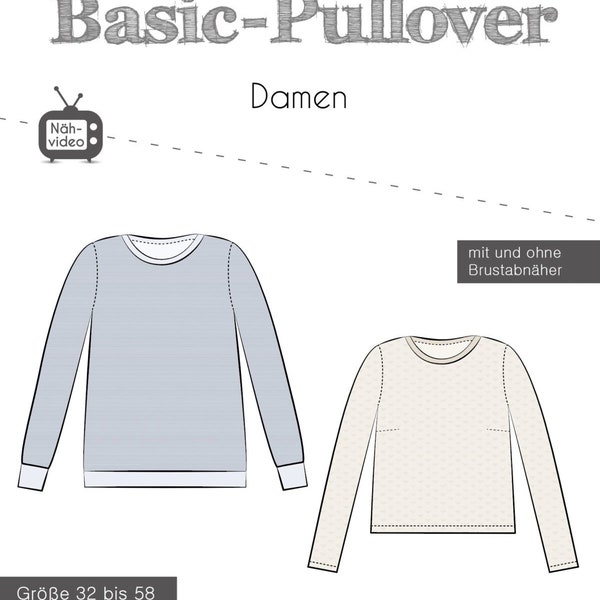 Papierschnittmuster Basic-Pullover Damen