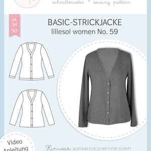 Paper pattern Lillesol and Pelle women No.59 Basic cardigan with video sewing instructions