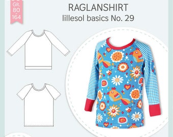 Papierschnittmuster Lillesol und Pelle Kinder No.29 Raglan-Shirt mit Video-Nähanleitung