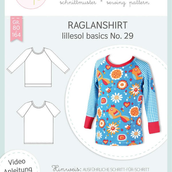 Papierschnittmuster Lillesol und Pelle Kinder No.29 Raglan-Shirt mit Video-Nähanleitung