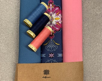 Tissu Pack Coton Gütermann Set de couture Kit de couture Mandala géométrique Vert Bleu