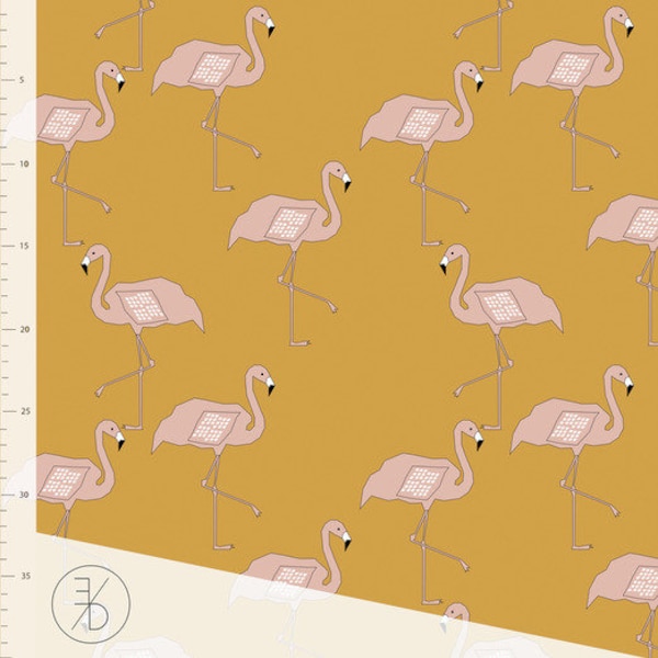 Organic Jersey Flamingo Dusty GOLD Elvelyckan Design