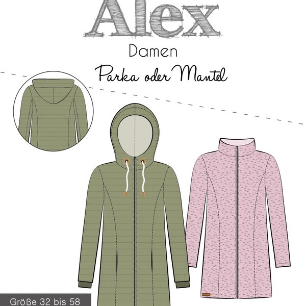 Papierschnittmuster Fadenkäfer "Alex" Parka Mantel Damen