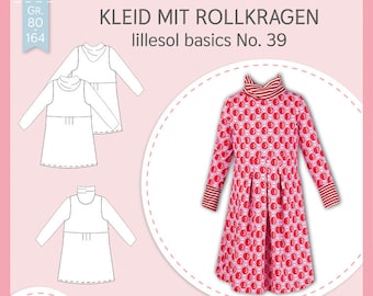 Papierschnittmuster Lillesol und Pelle Kinder No.39 Kleid mit Rollkragen mit Video-Nähanleitung