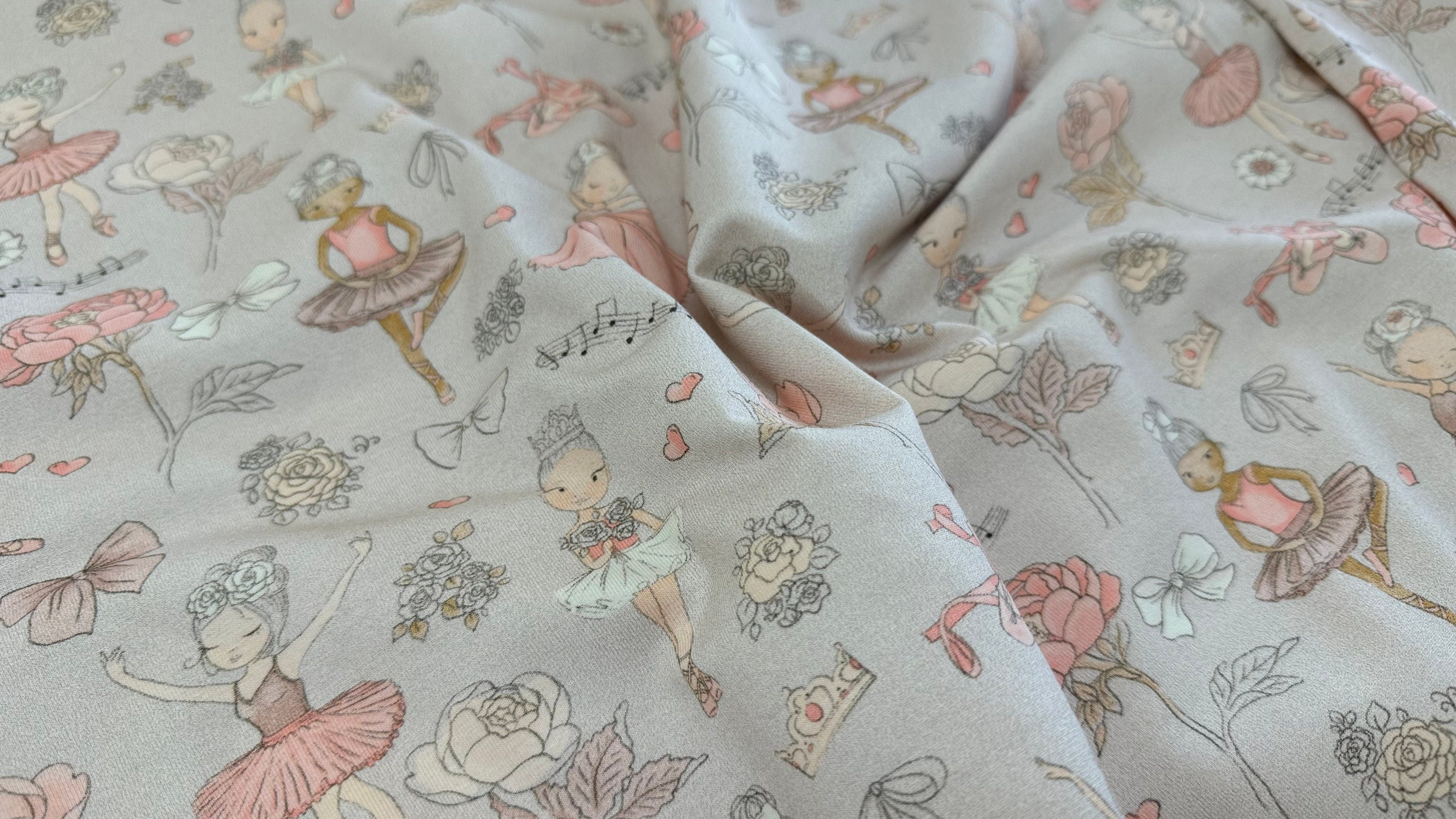 Ballerina Jersey Stoff Grau Rosa Jersey, Ballerina, Grau/rosa