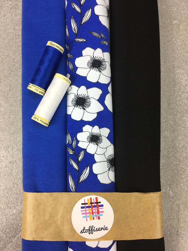 Stoffpaket Jersey Anemone Cobalt Blau Bild 2