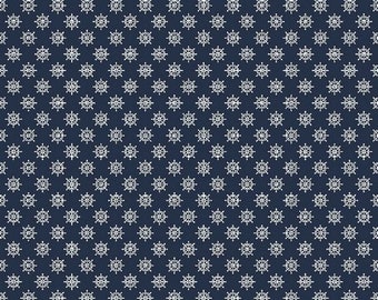 100% Tissu de coton Maritim Motif Anchor - 50 cm de coton Poplin