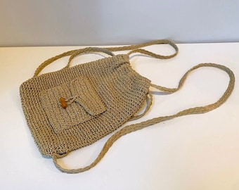 Retour packbeige Brown Vegan sac avec boucle de Poche Sac à dos chanvre Sac Sac D/'ordinateur Portable