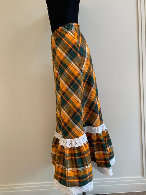 80s-90s Colorful Checkered Skirt Long Plaid Vinta… - image 8