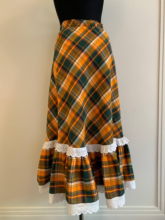 80s-90s Colorful Checkered Skirt Long Plaid Vinta… - image 9