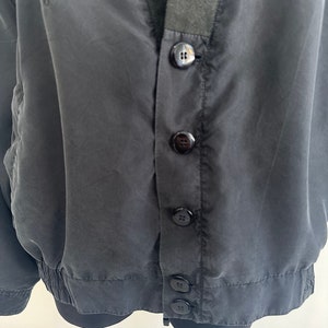 Vintage 90s Men's Black Rhombus Silk Jacket Soft Light Weight Blazer Bomber Cropped Street style Jacket Size M/L image 4