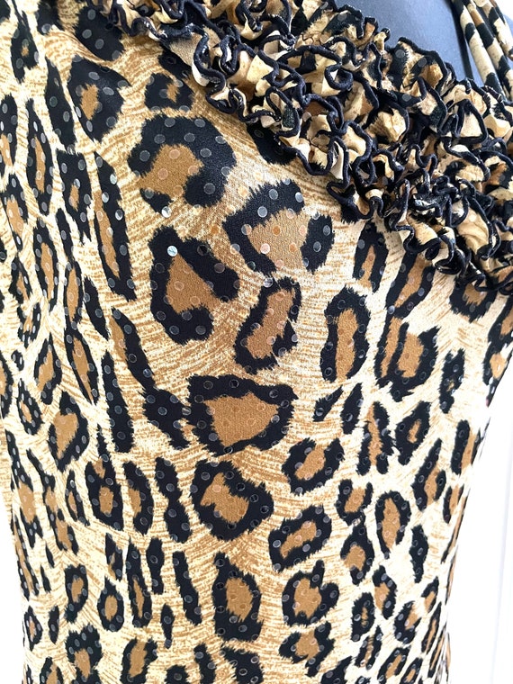 Evening Leopard Vintage Cocktail Dress Shiny One … - image 3
