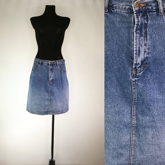 Vintage Denim Skirt Washed Out Denim Skirt Light Blue Denim Skirt