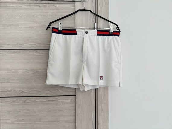 Vintage 80's White Blue/Red Waist stripes Tennis … - image 1