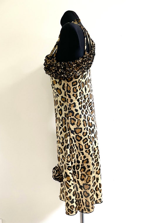 Evening Leopard Vintage Cocktail Dress Shiny One … - image 6