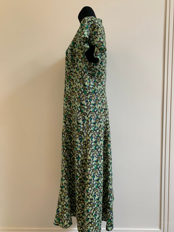 80s Long Summer Dress Lightweight Romantic Green … - image 6