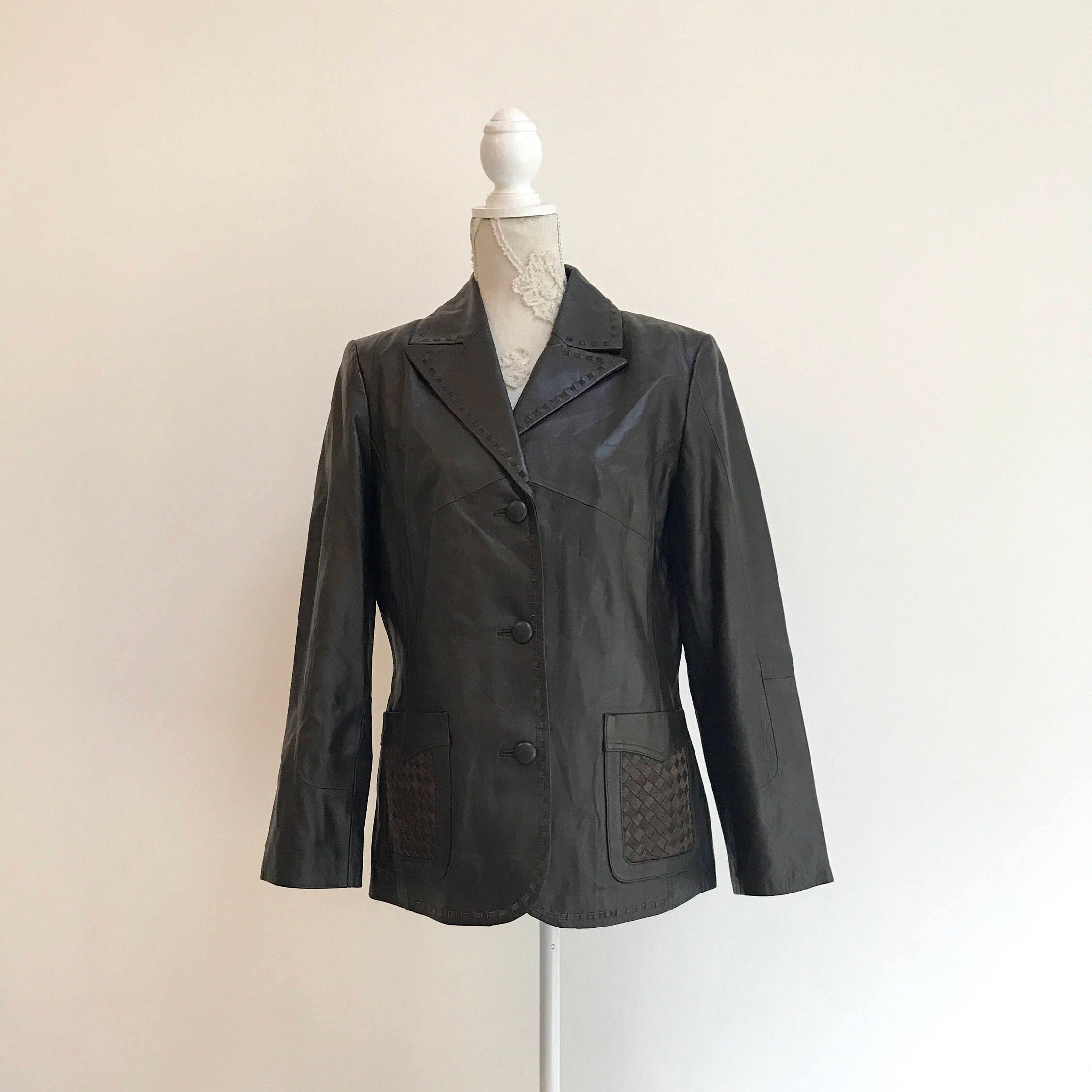 chocolate brown leather trench coat
